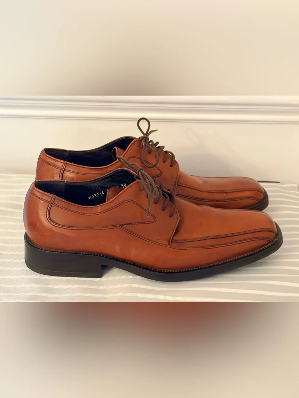 Reaction By Kenneth Cole Cognac Brown Oxford Dress Shoes W03214 Size 10 EUC